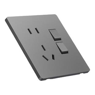 国际电工磨砂灰色一开单控单开双联墙壁家用电灯开关暗装插座面板