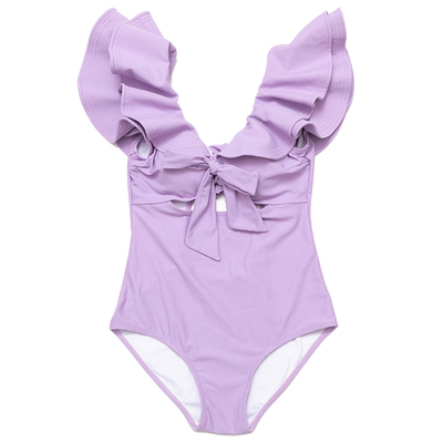 margery泳衣女荷叶边遮肚显瘦