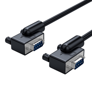 绿众DB9双弯头串口线 RS232直连针对孔com口连接延长线公对母可定