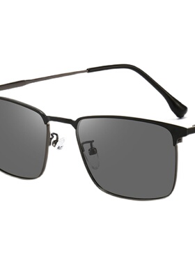 方形海洋片变色防蓝光太阳镜钛框眼镜男女墨镜防辐射平光眼镜遮阳