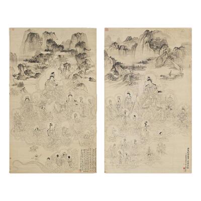 张大千临榆林窟文殊普贤变佛画