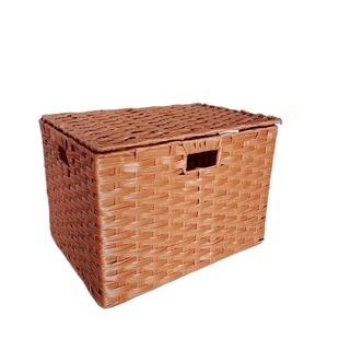 大容量仿藤编带盖收纳筐玩具书本收纳整理箱脏衣服收纳篮子编织