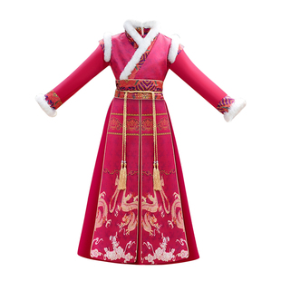 男童加绒汉服古风冬装男宝新中式国风拜年服帅气古装喜庆儿童唐装