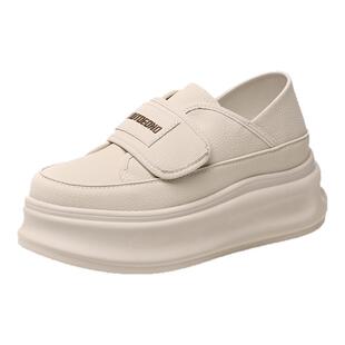 ZFCQ新款厚底内增高懒人小白鞋女款2026春轻便魔术贴两穿休闲单鞋