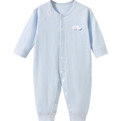 宝宝纯棉提花开襟连体衣