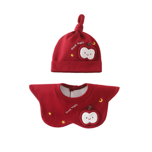 小月龄新生婴儿帽子0-6个月纯棉男女宝宝双层秋冬季胎帽囟门帽