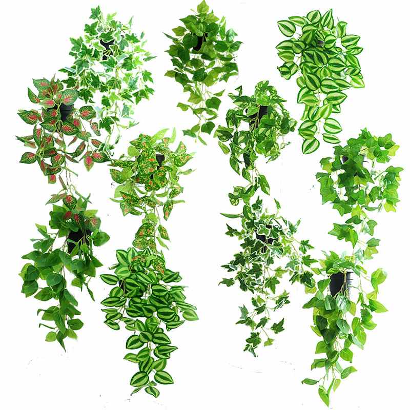 仿真植物盆栽盆景垂吊壁挂家居绿叶绿植藤蔓墙面装饰塑料藤条跨境