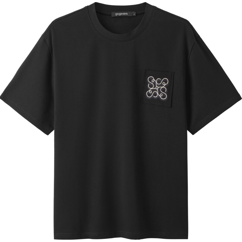 【凉感】gxgjeans男装 立体绣花通勤简约圆领短袖T恤男 26夏新品