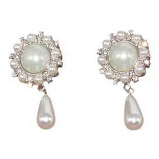 法式高级感镶钻夸张大珍珠耳钉耳环女轻奢气质小众冷淡风耳夹耳饰