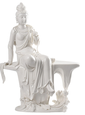 新中式禅意摆件彩绘自在观音菩萨摆件客厅书房玄关办公室家居