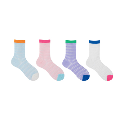 袜子女中筒夏天薄款镂空纯棉吸汗透气多巴胺紫色网眼搭配德训鞋