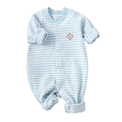 婴儿爬服连体衣前开舒绒棉秋冬