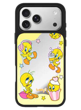 带镜子崔弟小鸟17promax手机壳Magsafe磁吸适用iphone16欧美复古15plus可爱少女心苹果13好看14promax保护套