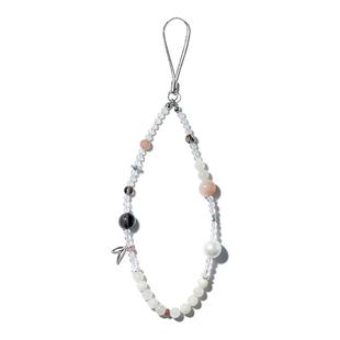 彩曜抱珠天然彩兔毛水晶银曜石珍珠手机链垫片挂绳招财手串配饰