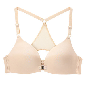 文胸前扣厚款内衣前记前开扣子美背前边中间打开前面系扣聚拢胸罩