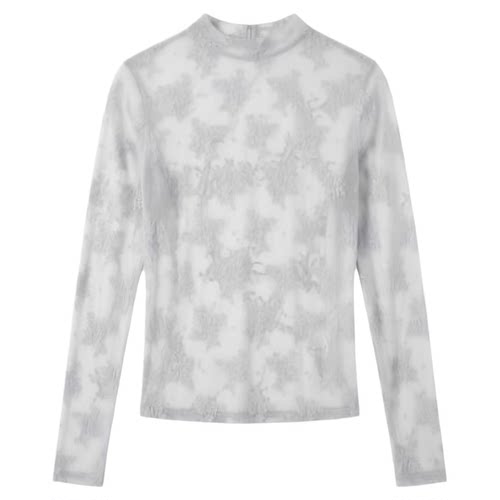 Half high collar hit lace slim fit top半高领中弹蕾丝修身上衣