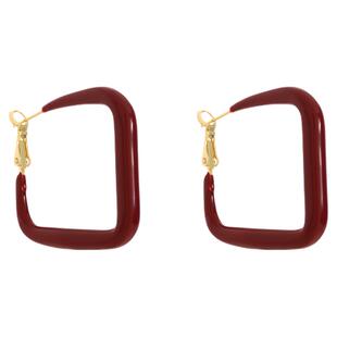 方形红色耳环2026新款爆款轻奢高级感气质大气耳饰女夸张耳圈耳钉