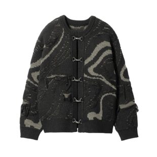 HARE针织衫男冬新款时尚流行气质撞色宽松卡扣长袖毛衣外套241965