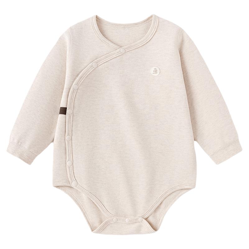babylove婴儿包屁衣秋冬季三角哈衣爬服宝宝纯色加厚长袖居家睡衣