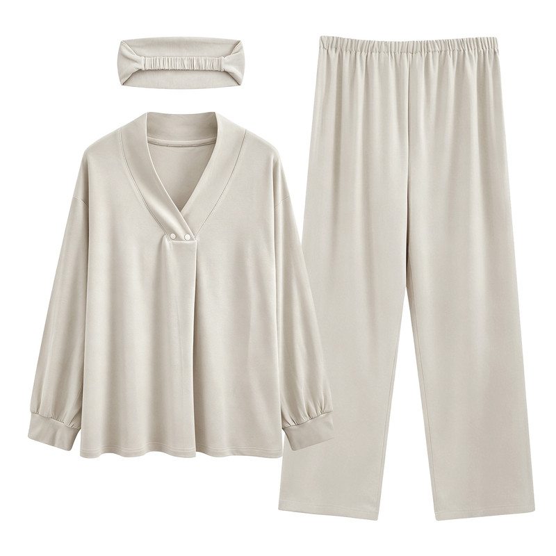 莫代尔带胸垫月子服夏季薄款产后7月份8待产妇孕妇哺乳睡衣家居服