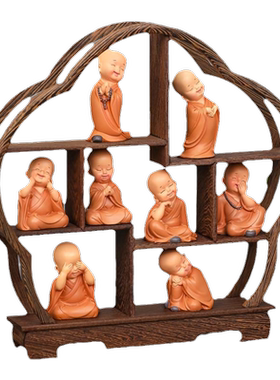 个性新中式禅意小和尚装饰摆件