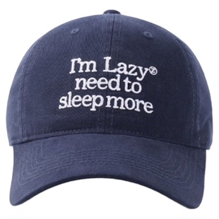 柳智敏同款水洗刺绣鸭舌帽子女夏季宽帽檐软顶棒球帽显脸小藏青色