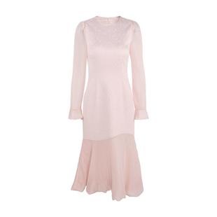 韩语琳冬季长袖连衣裙女2025新款冬冬法式气质高级感粉色修身裙子