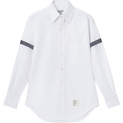 罗缎纯色臂环长袖尖领衬衫