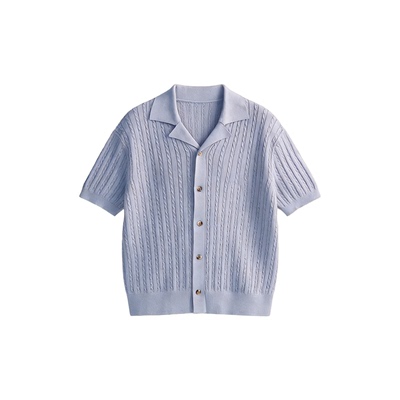 Dream made 老钱风新贵扭花针织短袖polo衫男款夏季人夫感男生T恤