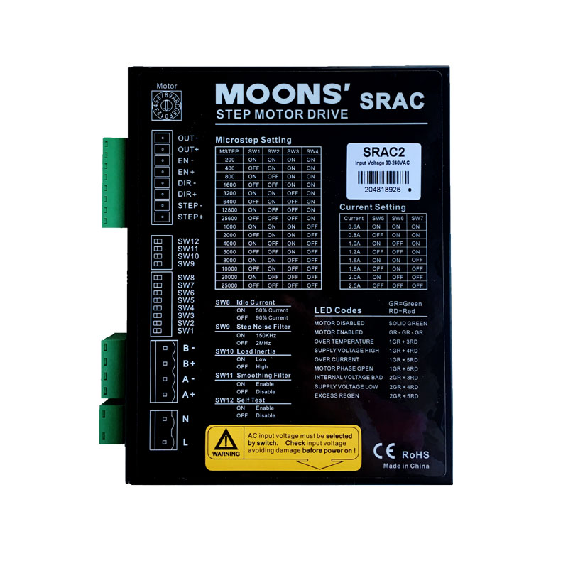 MOONS’鸣志SRAC2SRAC4SRAC8-H013SRAC8高压AC220V两相步进驱动器