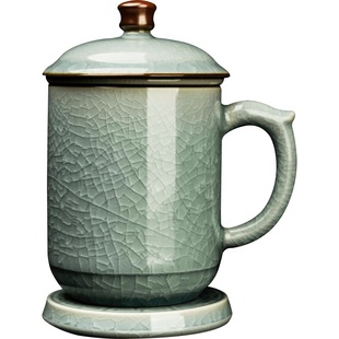容山堂陈文德大师汝窑陶瓷茶水分离泡茶杯老板办公杯绿茶杯礼品