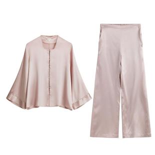 杨紫承欢记』丝侬中式真丝睡衣女士套装方领桑蚕丝家居服送妈妈