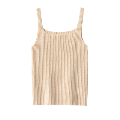 100%纯山羊绒吊带女针织打底衫