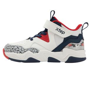 特步童鞋秋季新款儿童高帮篮球鞋男童魔术贴运动鞋幼小童缓震鞋子