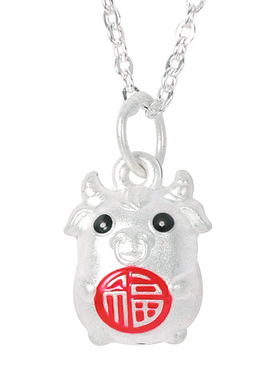 纯银十二生肖可爱女吊坠挂件3D