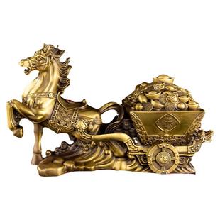 铜马摆件纯铜马拉元宝铜马拉车铜马上发财办公室店铺玄关唐马装饰