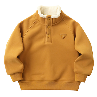 男童秋冬季加绒加厚半按扣卫衣