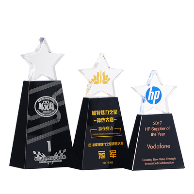 水晶创意精致五角星造型奖杯东南