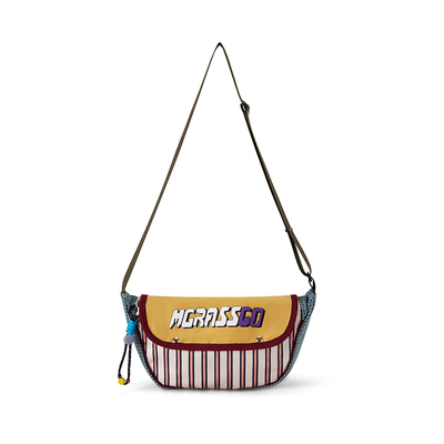 MGRASSGO斜挎包女2025新款百搭休闲帆布条纹单肩包高级感小众潮牌