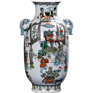 景德镇仿古瓷器花瓶陶瓷器手绘粉彩仕女图客厅家居装饰品中式摆件