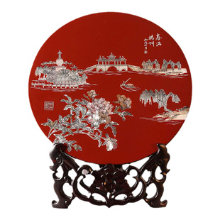 扬州漆器厂贝壳镶嵌台屏新中式结婚生日创意家居办公摆件商务礼品