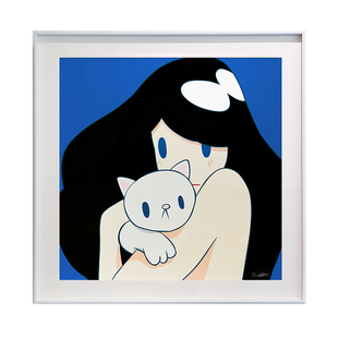 天野健版画Venus日本潮流艺术装饰画潮画女孩卧室挂画 维纳斯和猫