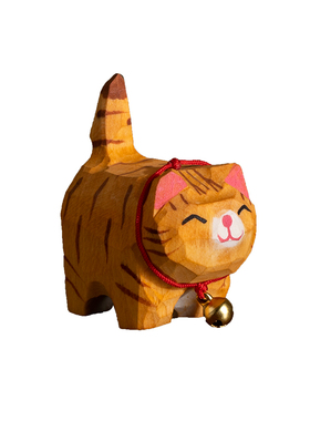 实木可爱招财猫小摆件