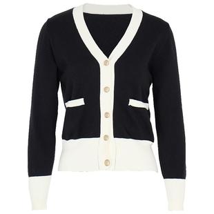 马天奴纯色V领长袖针织开衫外搭罩衫外套短款秋季新款时尚女