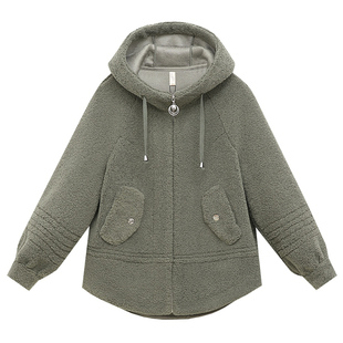 洋气妈妈外套秋冬季短款阔太太毛呢绒大衣中老年妇女皮毛一体皮草