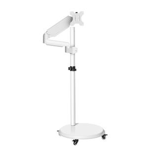 白色显示器落地式支架可移动带轮24 27 32寸触摸添添屏幕伸缩旋转