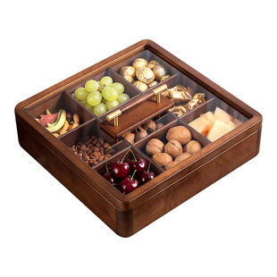 2026新款实木干果盘客厅家用高端精致高颜值水果零食盘分格糖果盒