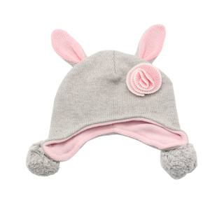 儿童帽子女童针织毛线帽秋冬新款小童宝宝保暖护耳帽小猫咪套头帽