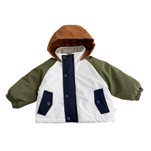 男童冬款夹克连帽冲锋衣套装男宝宝韩版休闲毛衣婴儿洋气加绒裤子