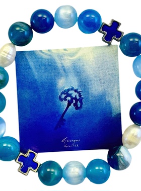 蓝色手链手串DIDOU 法老 淡水珍珠 玛瑙石手链手串 小众高级